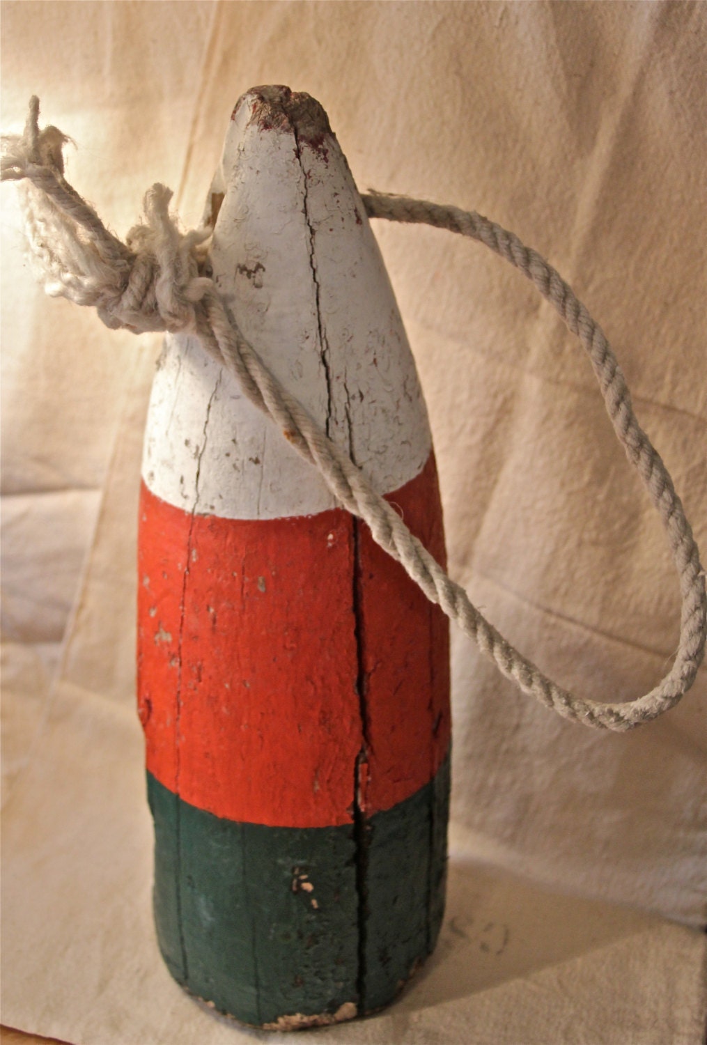 Lobster Buoy Wooden Hand Painted Vintage by hillcrestcottage