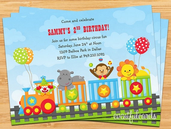 Circus Train Animals Kids Birthday Party Invitation Il_570xn