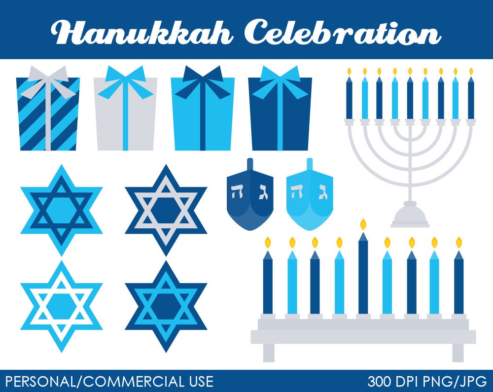 Hanukkah Celebration Clipart - Digital Clip Art Graphics for Personal or Commercial Use Il_570xn