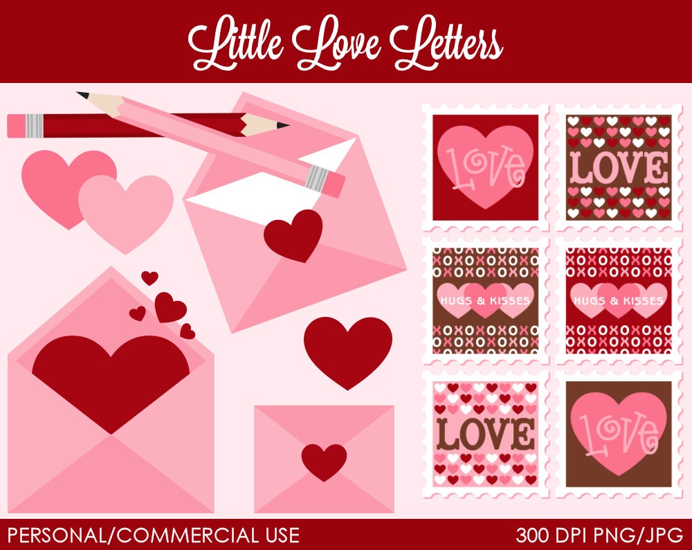 Little Love Letters Clipart - Digital Clip Art Graphics for Personal or Commercial Use Il_570xn