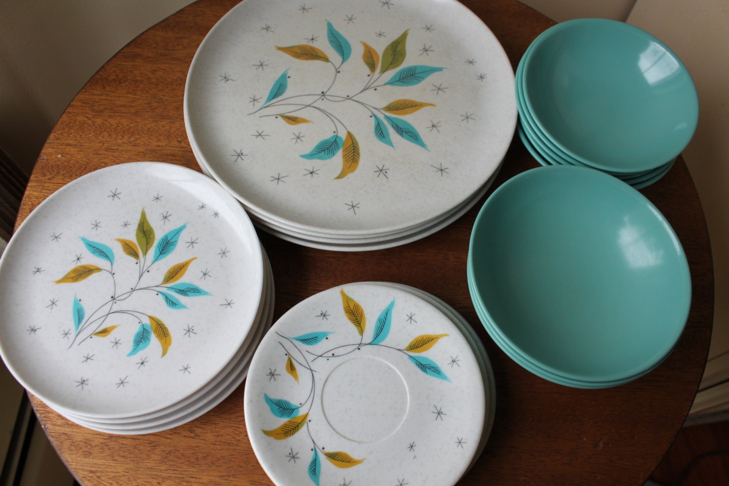 Mid Century Melamine Melmac Dinnerware 20pcs by foxbride on Etsy
