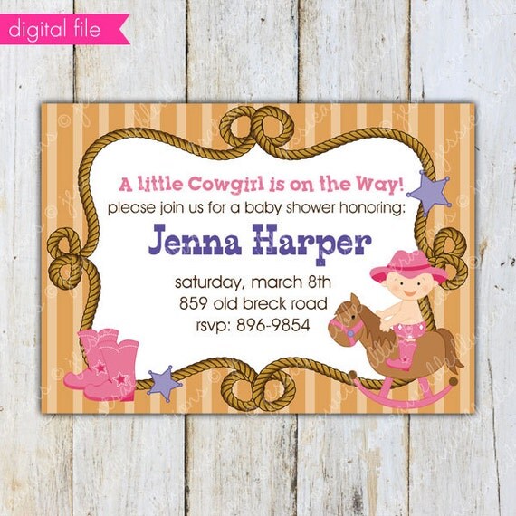 Cowgirl Baby Theme V4 - Printable Invitation- BLANK Party Invitation- Cowgirl Baby Shower Party Printable Invite Il_570xn