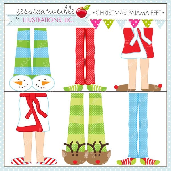 Christmas Pajama Feet Cute Digital Clipart for Commercial or Personal Use, Christmas Clipart, Christmas Graphics Il_570xn