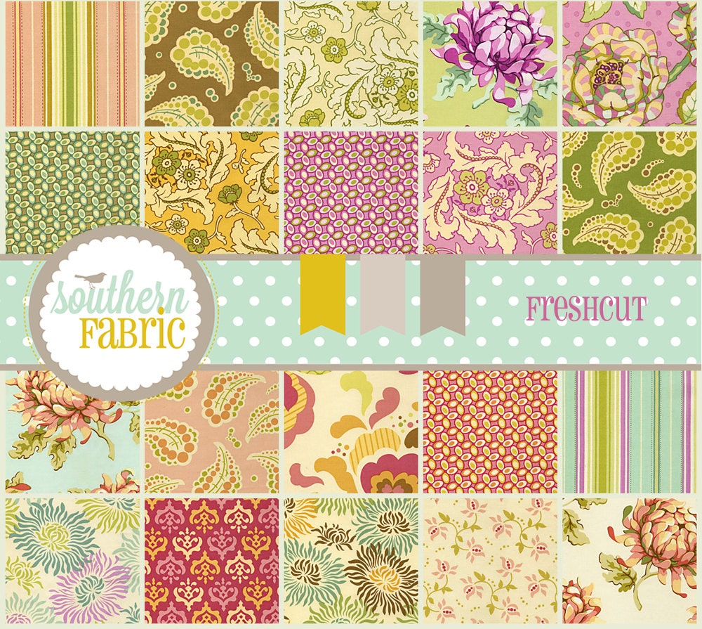 Freshcut by Heather Bailey - Charm Pack - 40-  5" x 5" Fabric Squares