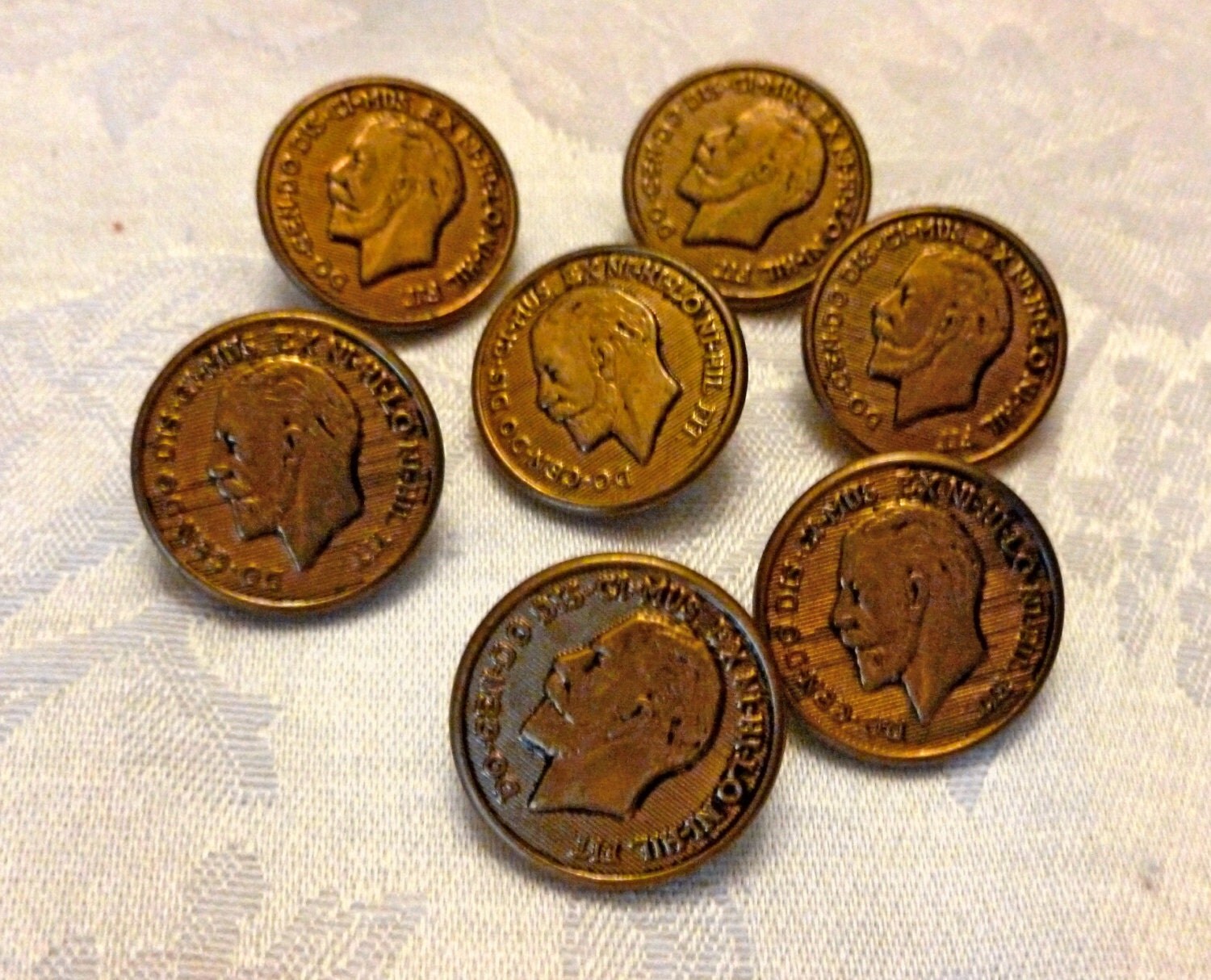 Vintage Antique Metal Buttons Coin or Coin by AnAntiqueAffair