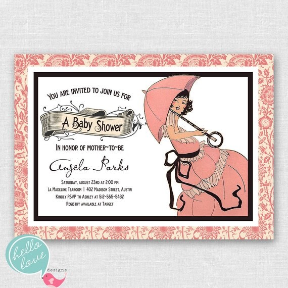 Vintage Umbrella baby shower invitation Il_570xn