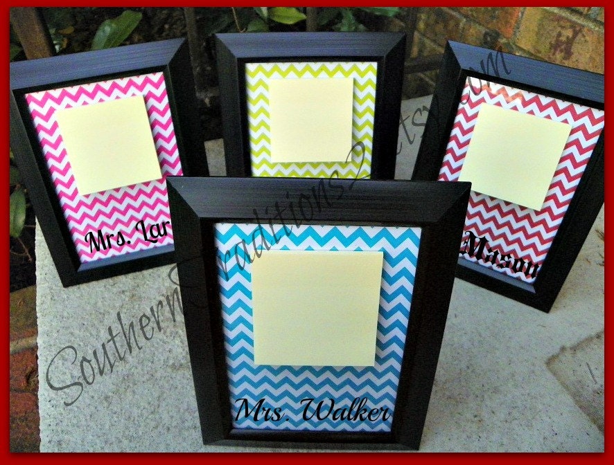 Items similar to Personalized Chevron Post it Note Frame holder Dry