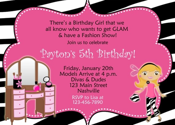 Glamour Party Birthday Invitation Printable By Thebutterflypress