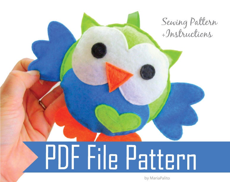 Baby Owl Sewing pattern - PDF ePATTERN for Felt Owl Toy Pillow Instant Download A325 Il_570xn