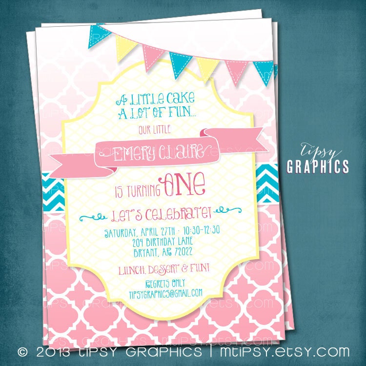 Cake & Fun. Ombré Quatrefoil Birthday / Baby / Bridal Shower Invite By Tipsy Graphics Il_570xn