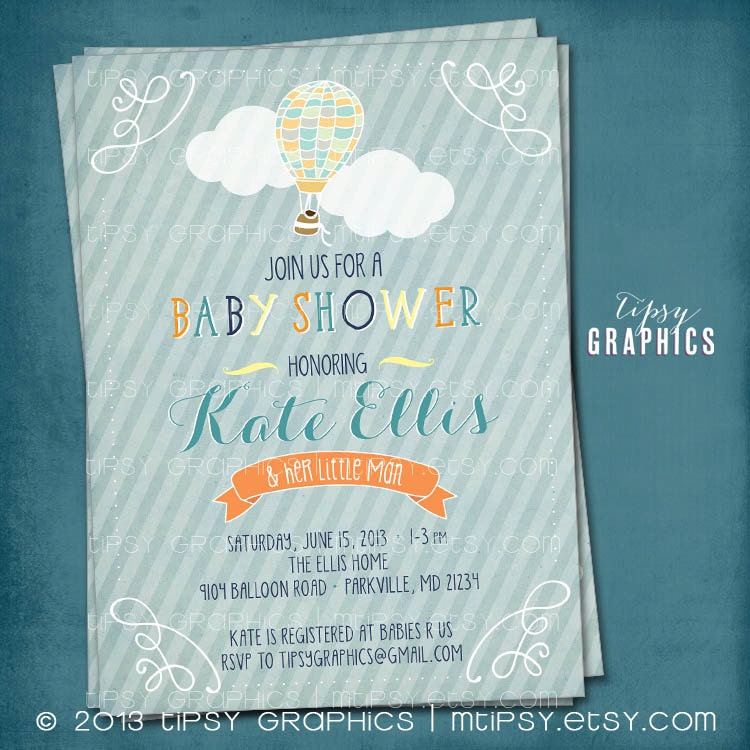 Hot Air Balloon. Sweet Baby / Bridal Shower Invite by Tipsy Graphics Il_570xn