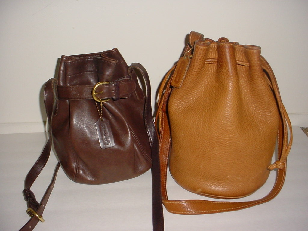 leather coach bucket bag