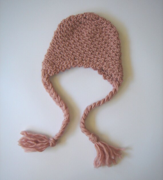 Items similar to Shells Baby Beanie Hat with plaits & tassels Baby Photo Prop Handmade on Etsy