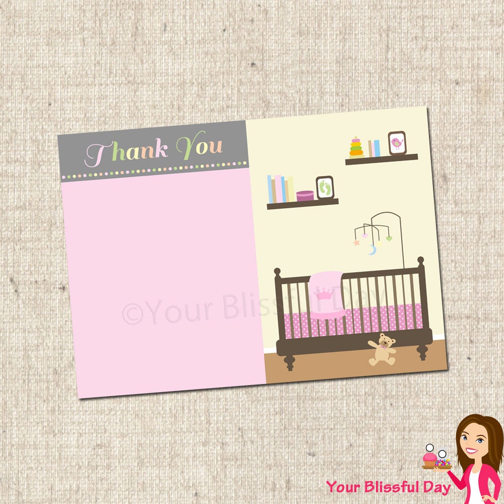 PRINTABLE Sip & See Baby Girl Thank You Cards Il_570xn