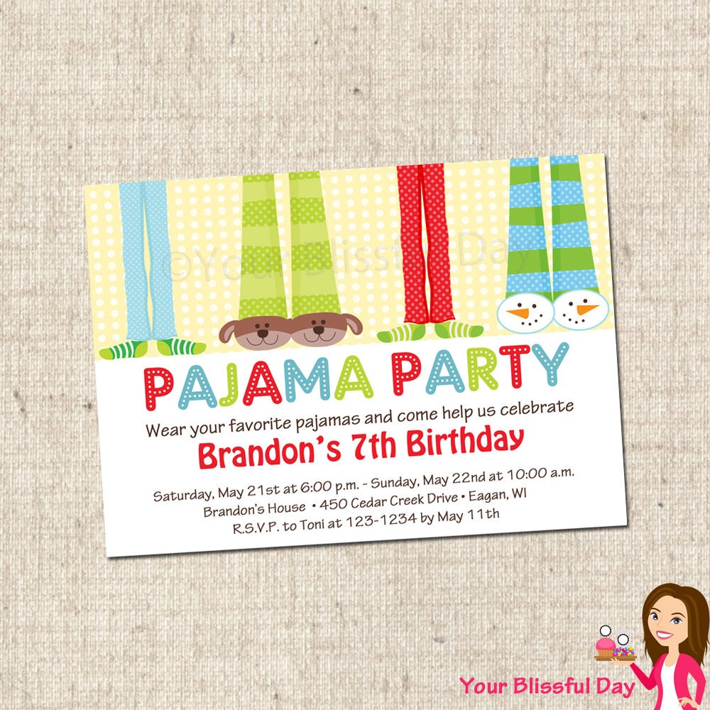 PRINTABLE Boy Pajama Party Invitations Il_570xn