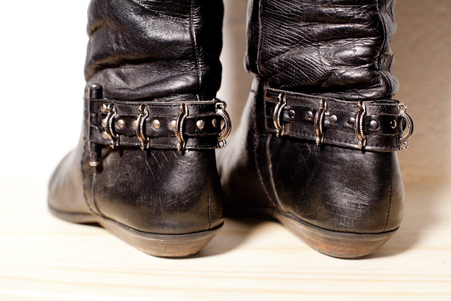 Killer Textured Black Boots with metal Studs. size 7. Punk. Biker. Grunge. Biker Chic. Grunge Revival.