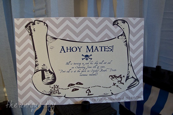 Custom Personalized Pirates Invitation Card (Digital Print Your Own)// PI-01 Il_570xn