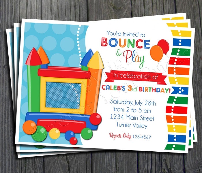 Bounce House Birthday Invitation - FREE Thank You Card included Il_570xn