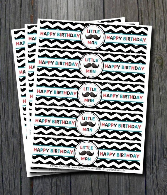 Little Man Party - Bottle Labels INSTANT DOWNLOAD Il_570xn