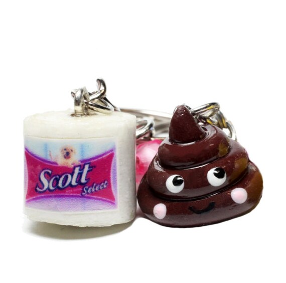 Poop and Toilet Paper Best Friend Keychains BFF set by BitOfSugar