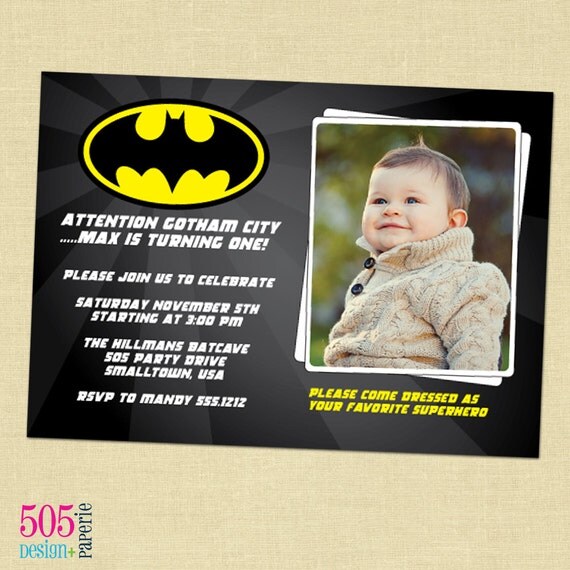 Batman Invitation - Printable or Printed Super Hero Invitation by 505 Design Paperie Il_570xn