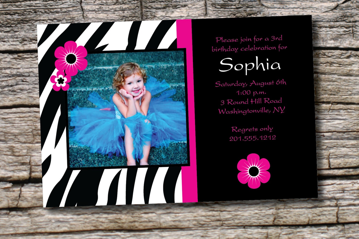ZEBRA CHIC Birthday Girl Invitation - You Print Il_570xn