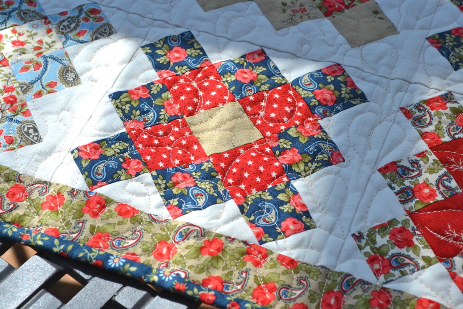 Patchwork Country Quilt Table Runner Granny Squares
