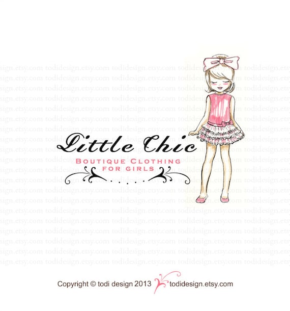 Little Chic - Girls Couture - OOAK Character Illustrated Premade Logo design Il_570xn