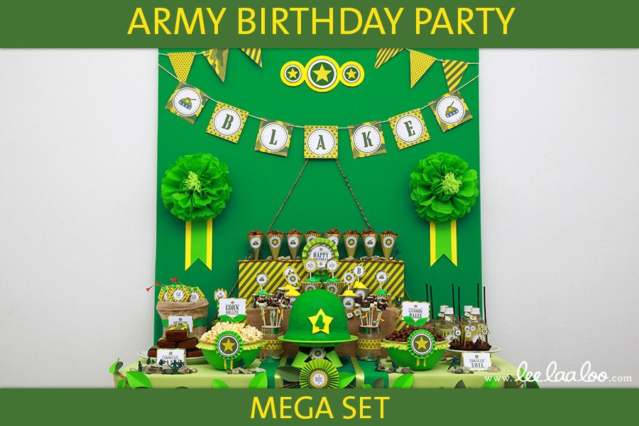 Army Soldier Military Birthday Party Mega Set - PERSONALIZED PRINTABLE DIY - BX21x Il_570xn