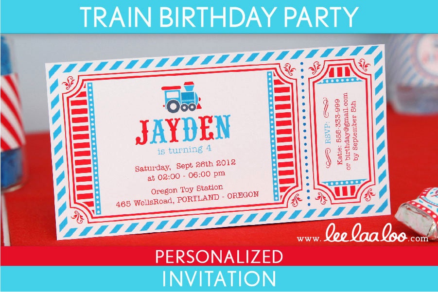 Train Birthday Party Invitation Personalized Printable // Vintage Train - B30Pa4 Il_570xn