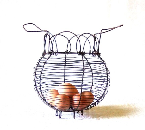 Wire Egg Basket French Round Ball Antique by FrenchGypsy on Etsy