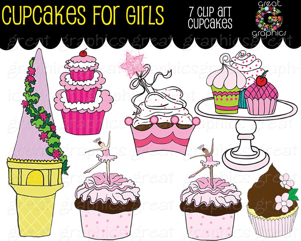 Cupcake Clipart Digital Clip Art Princess Party Cupcake Ballerina Cupcake Rapunzel Cupcake Clip Art - Instant Download Il_570xn