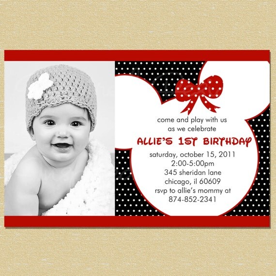 Mickey Mouse Red Birthday Invitation (With or Without Bow) Il_570xn