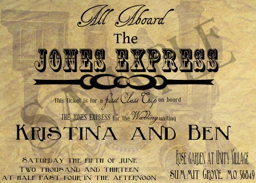 Vintage Train Ticket - Themed Wedding - Printable, Personalized Wedding Invitation - VWT2000 Il_570xn