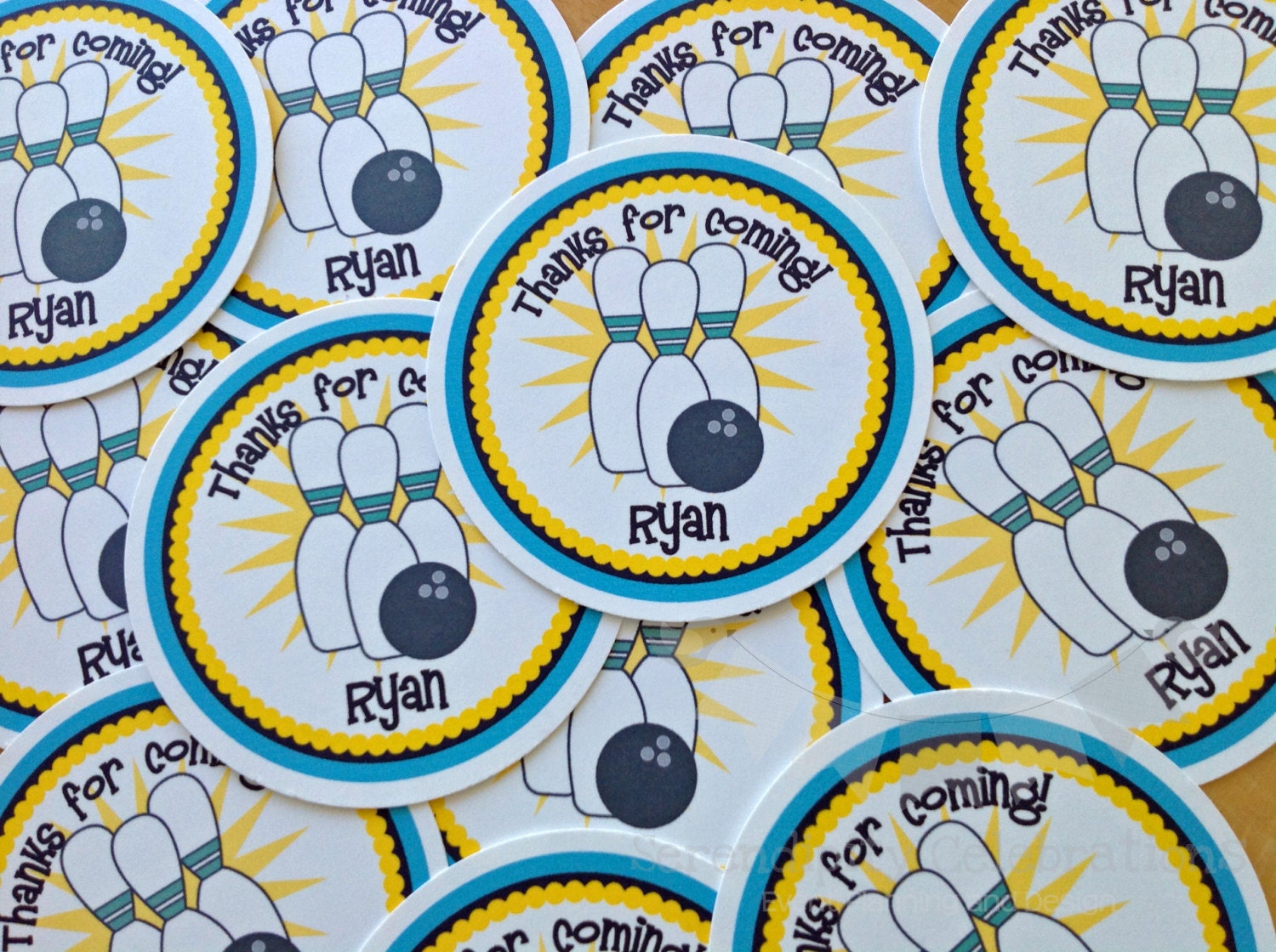 Set of 12 Personalized Bowling Favor Tags, Bowling Birthday, Bowling, Bowling Party, Thank You Tags, Gift Tags Il_570xn