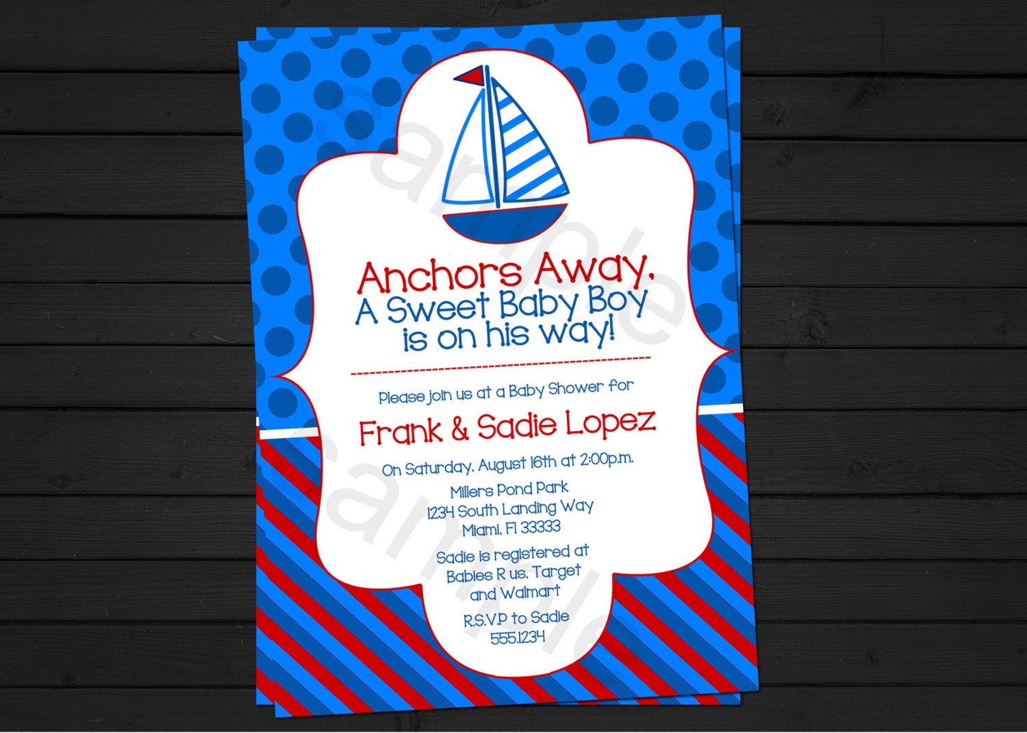 Anchors Away Nautical Baby Shower Invitation Digital File YOU-PRINT Il_570xn