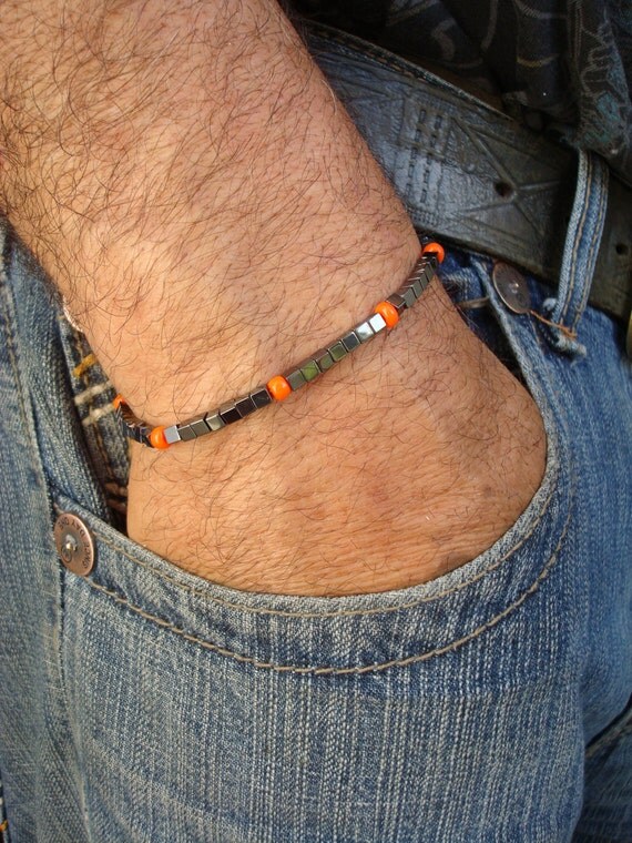 Men's Minimalist Spiritual Bracelet with Hematite by tocijewelry