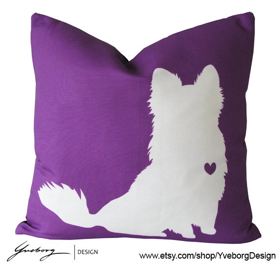 Chihuahua Pillow Long Hair Chihuahua Pillow by YveborgDesign