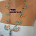 FREE SHIPPING - Crocheted Necklace oya flower with semiprecious stones - Flower