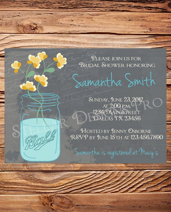 Mason Jars Bridal Shower InvitationVintage by StellarDesignsPro