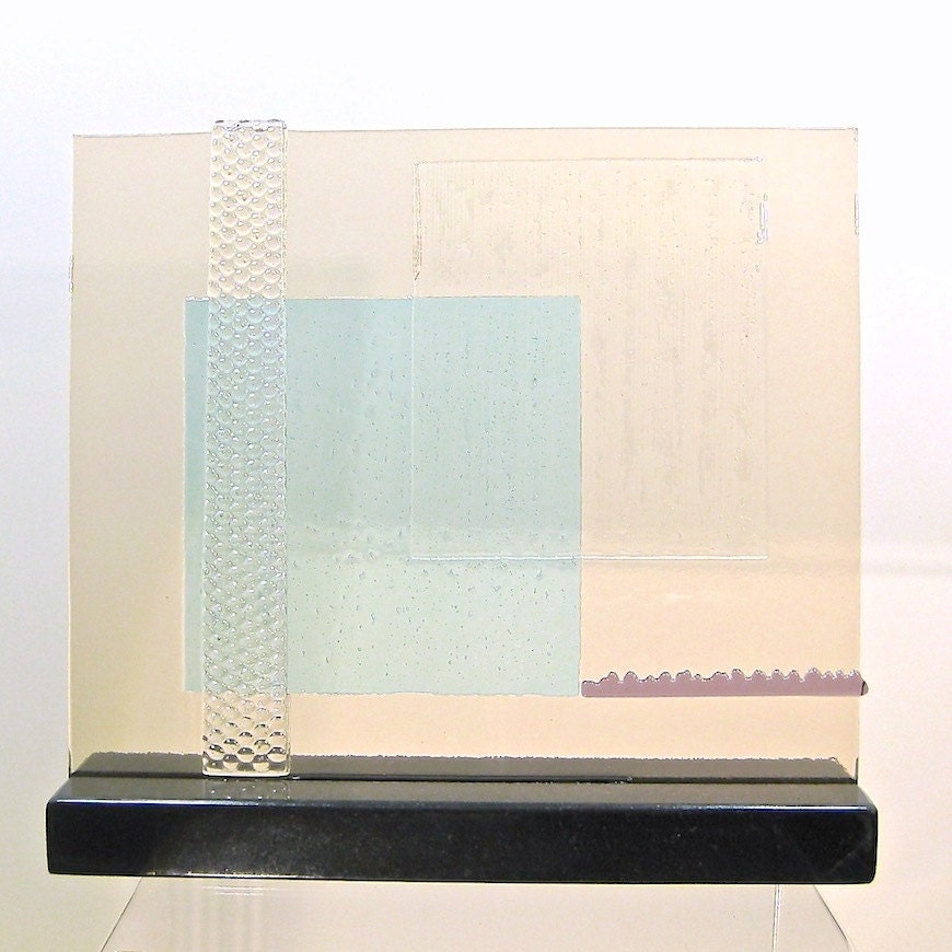 Mid Century Art  Glass  Sculpture Soft Focus Sophistication - coastalartglass