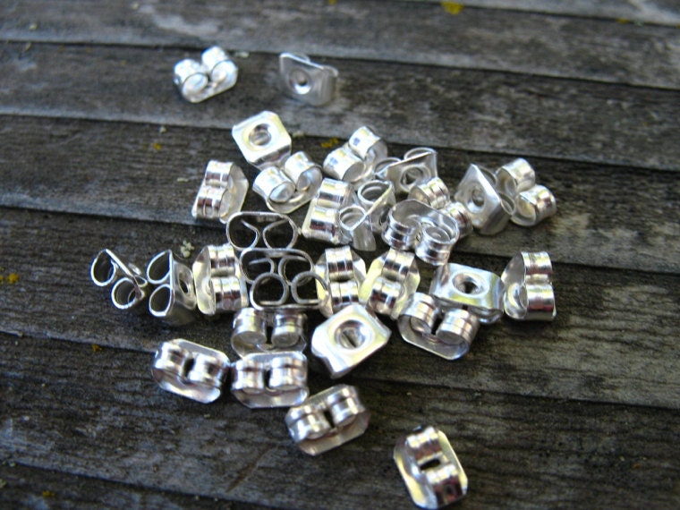 Silver Earring Backs, Earring Clutches, 5mm, 100 prs