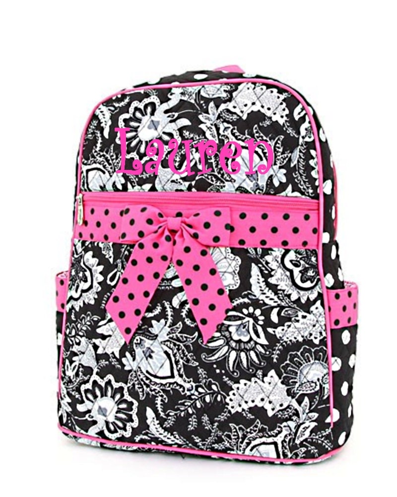 Personalized Girls Backpack Floral Black & by MauriceMonograms