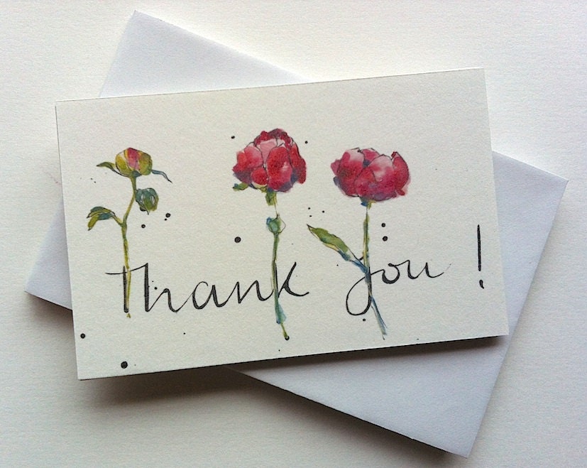 Peonies Thank You Mini Cards from Original by PebbleandBee on Etsy
