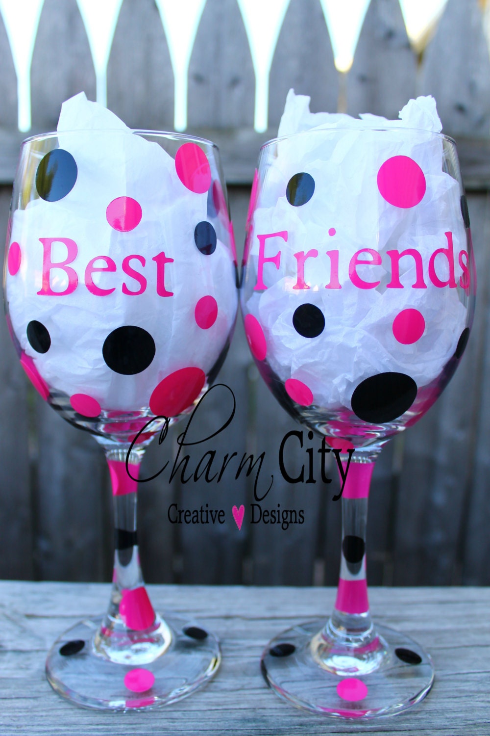 Best Friends Wine Glasses 20 Oz Set Of 2 Holiday By Ahindle78