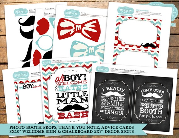Vintage Little Man Mustache Baby Shower Party Pack Only - No invitation Il_570xn
