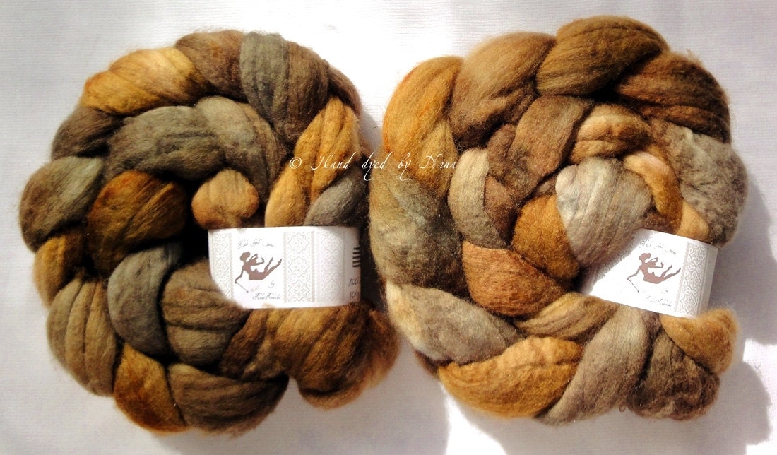 Sandcastle - hand dyed merino wool roving top for spinning - NinaNinocska