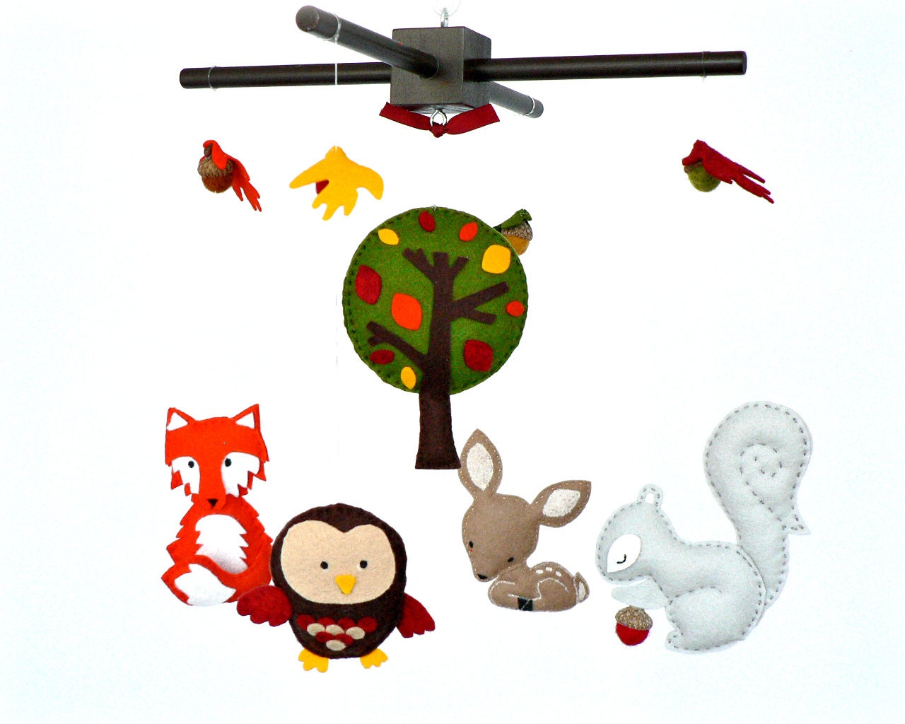 SALE - READY NOW - Woodland mobile - Forest mobile - baby crib mobile - deer - fox - owl - squirrel - acorns - nursery decor - LullabyMobiles
