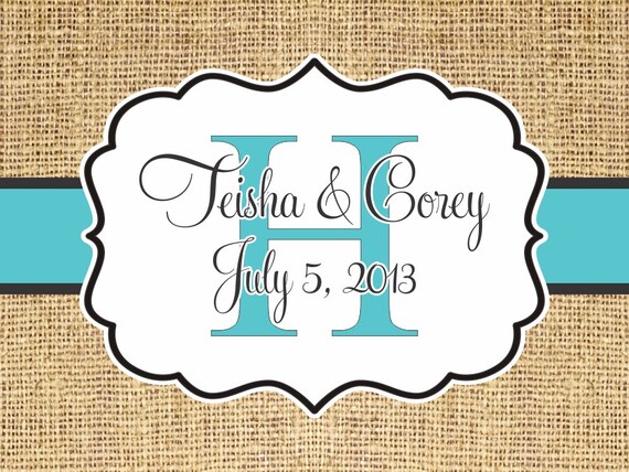 30 4" x 3" Burlap Welcome Bag/Box Labels - Wedding Stickers Printed with Your Colors Il_570xn