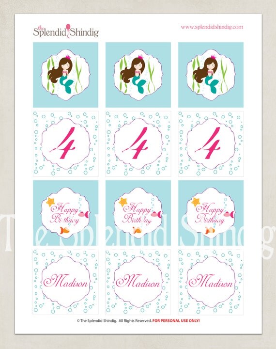Printable Customized 2" Party Circles - Mermaid Party Collection - DIY Printable by The Splendid Shindig Il_570xn